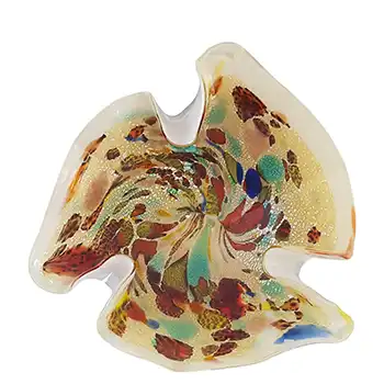 (image for) Vetro Artistico Veneziano Murano Silver Leaf Cream Glass Bowl
