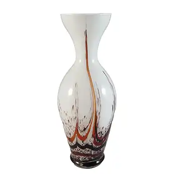 (image for) V.B. Opaline Florence Empoli Vintage Orange & Brown Glass Vase