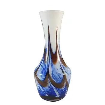 (image for) V.B. Opaline Florence Empoli Marbled Blue & Brown Glass Vase