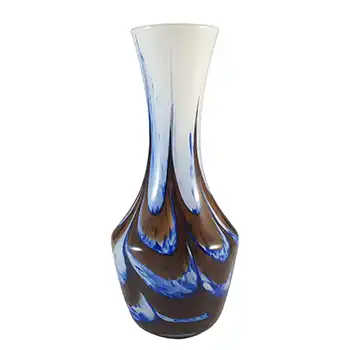 (image for) Vetreria Artigiana Sanminiatello Empoli Blue & Brown Glass Vase
