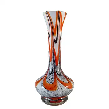 (image for) V.B. Opaline Florence Empoli Marbled Orange & Black Glass Vase
