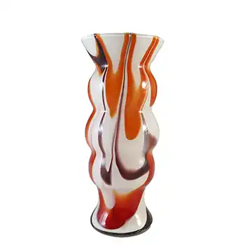 (image for) V.B. Opaline Florence Empoli Marbled Orange & Purple Glass Vase