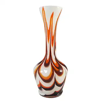 (image for) V.B. Opaline Florence Empoli Marbled Orange & Brown Glass Vase