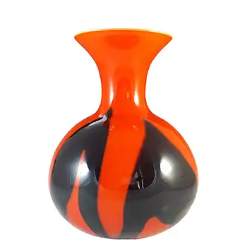 (image for) Vetreria Artigiana Sanminiatello Empoli Italian Red & Black Glass Vase