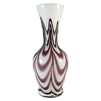 (image for) V.B. Opaline Florence Empoli Marbled Purple & White Glass Vase