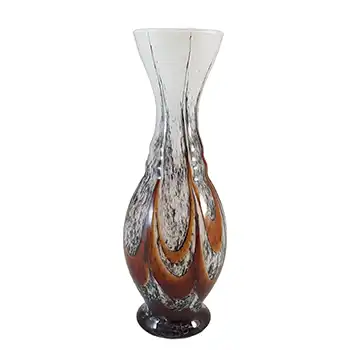 (image for) V.B. Opaline Florence Empoli Vintage Orange & Black Glass Vase