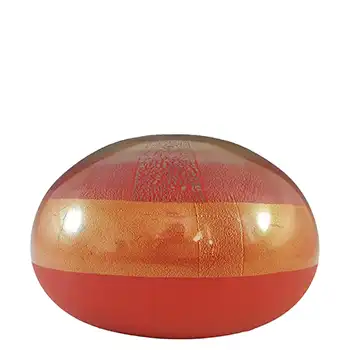 (image for) SIGNED Venini Murano Red Glass Gold & Silver Leaf 'Quarzi' Vase