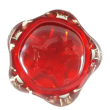 (image for) Whitefriars #9408 Ruby Red Glass Lobed Bowl / Ashtray
