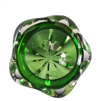 (image for) Whitefriars #9625 Meadow Green Glass Lobed Bowl / Ashtray