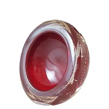 (image for) Whitefriars #9099 Ruby Red Glass Controlled Bubble Vintage Bowl