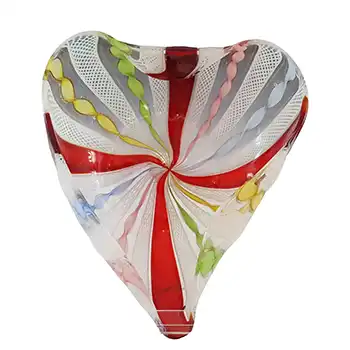 (image for) Murano Glass Zanfirico Filigree Heart Shaped Bowl / Ashtray