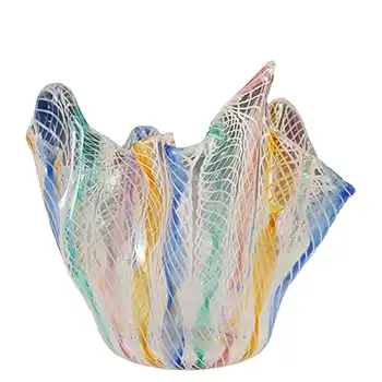 (image for) Murano Glass Zanfirico Fazzoletto Handkerchief Vase