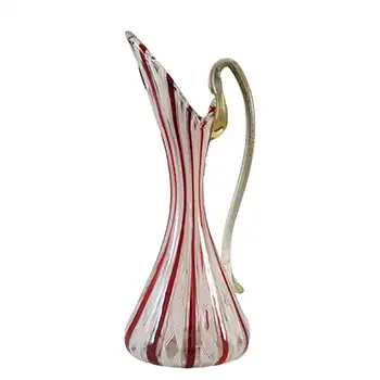 (image for) Murano Zanfirico Filigrana & Gold Leaf Glass Vase / Jug