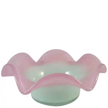 (image for) SIGNED Vasart Pink & Green Mottled Glass Bowl B021