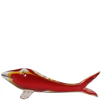 (image for) Aldo Bon Murano Red & Amber Sommerso Glass Fish Figurine