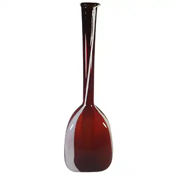 (image for) Cristalleria Artistica Toscana / Alrose Empoli Red & White Glass Bottle