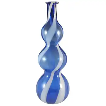 (image for) Cristalleria Artistica Toscana / Alrose Empoli Blue & White Glass Bottle
