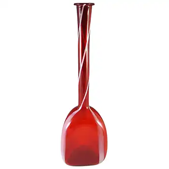(image for) Cristalleria Artistica Toscana / Alrose Italian Red & White Glass Bottle