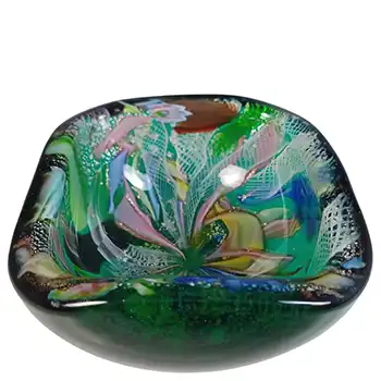 (image for) AVEM Murano Zanfirico Bizantino / Tutti Frutti Green Glass Bowl