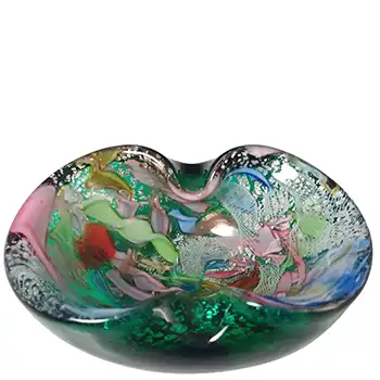 (image for) AVEM Murano Zanfirico Bizantino / Tutti Frutti Green Glass Bowl