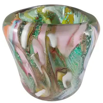 (image for) AVEM Murano Zanfirico Bizantino / Tutti Frutti Green Glass Vase