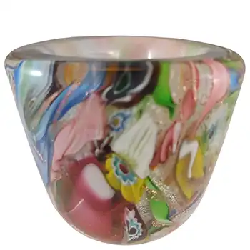 (image for) AVEM Murano Zanfirico Bizantino / Tutti Frutti White Glass Vase