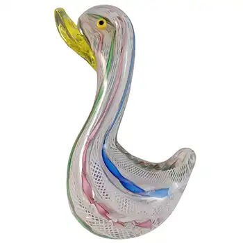 (image for) Murano Multicoloured Glass Zanfirico Filigree Duck / Swan