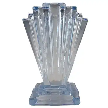 (image for) Bagley #334 Art Deco 4" Vintage Blue Glass 'Grantham' Vase