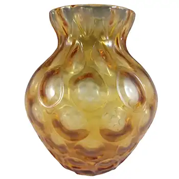 (image for) Borske Sklo 1950's Amber Glass Optical 'Olives' Vase
