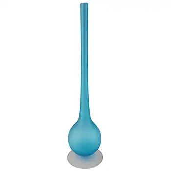 (image for) Carlo Moretti Satinato Blue Murano Glass 13.5" Stem Vase