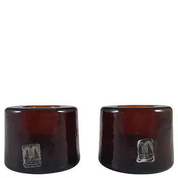 (image for) LABELLED Cascade / Wood Bros Brown Glass Candlestick Holders