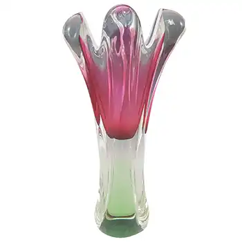 (image for) Chřibská #316/1/27 Czech Pink, White & Green Glass Vase
