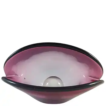 (image for) Seguso Dalla Venezia Murano Pink & Purple Glass Clam Bowl / Vase