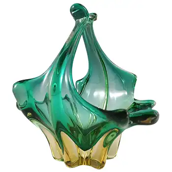(image for) Cristallo Venezia CCC Murano Green & Amber Sommerso Glass Bowl