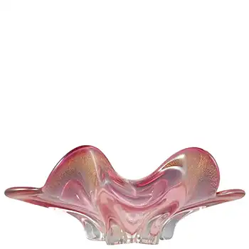 (image for) Cristallo Venezia CCC Murano Pink Glass & Gold Leaf Bowl