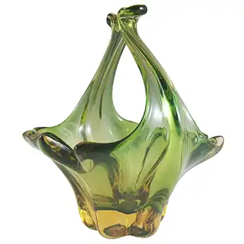 (image for) Cristallo Venezia CCC Murano Green & Amber Cased Glass Bowl