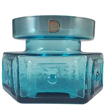 (image for) Dartington #FT88 Kingfisher Blue Glass Panel + Spot Vase Frank Thrower