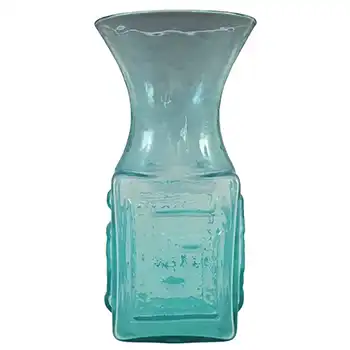 (image for) Dartington #FT58 Frank Thrower Blue Glass Greek Key Vase