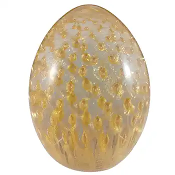 (image for) Vetreria 3 Fiori Murano Bubble Gold Leaf Glass Egg Paperweight