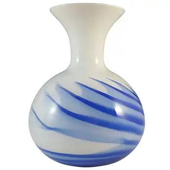 (image for) Vetreria Artigiana Sanminiatello Empoli Blue & White Glass Vase