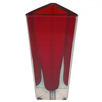(image for) Murano Faceted Red & Blue Sommerso Glass Block Vase