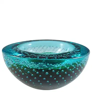 (image for) Galliano Ferro Murano Green & Blue Glass Bullicante Bowl
