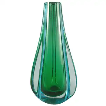 (image for) Galliano Ferro Murano Sommerso Green & Blue Glass Stem Vase