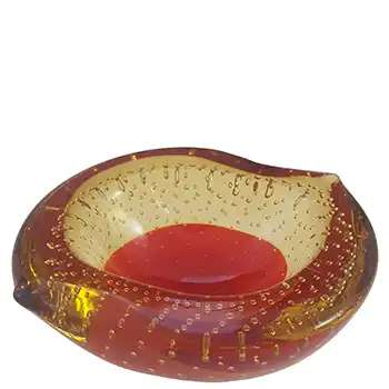 (image for) Galliano Ferro Murano Red & Amber Glass Bullicante Bowl