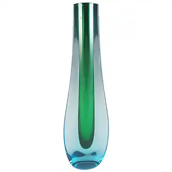 (image for) Galliano Ferro Murano Blue & Green Sommerso Glass Stem Vase