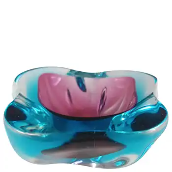 (image for) Murano Pink & Blue Sommerso Glass Vintage Geode Bowl