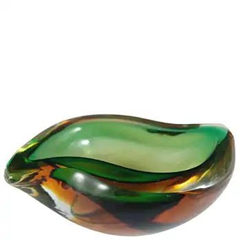 (image for) Murano Green & Amber Sommerso Glass Vintage Geode Bowl