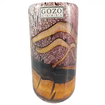 (image for) SIGNED Gozo Maltese Sandy Brown Glass 'Seashell' Vase