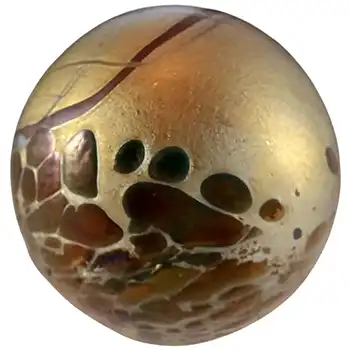 (image for) Phoenician Green Glass Golden Iridescent Speckled Paperweight