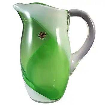 (image for) BOXED & LABELLED Sanyu Japanese Green & White Glass Jug / Pitcher